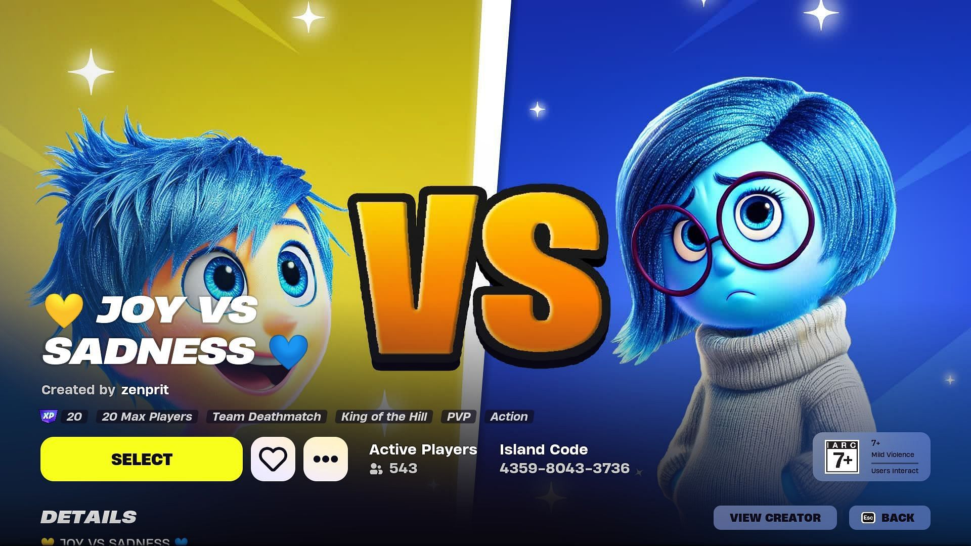 Navigating Fortnite Joy vs Sadness (Image via Epic Games)