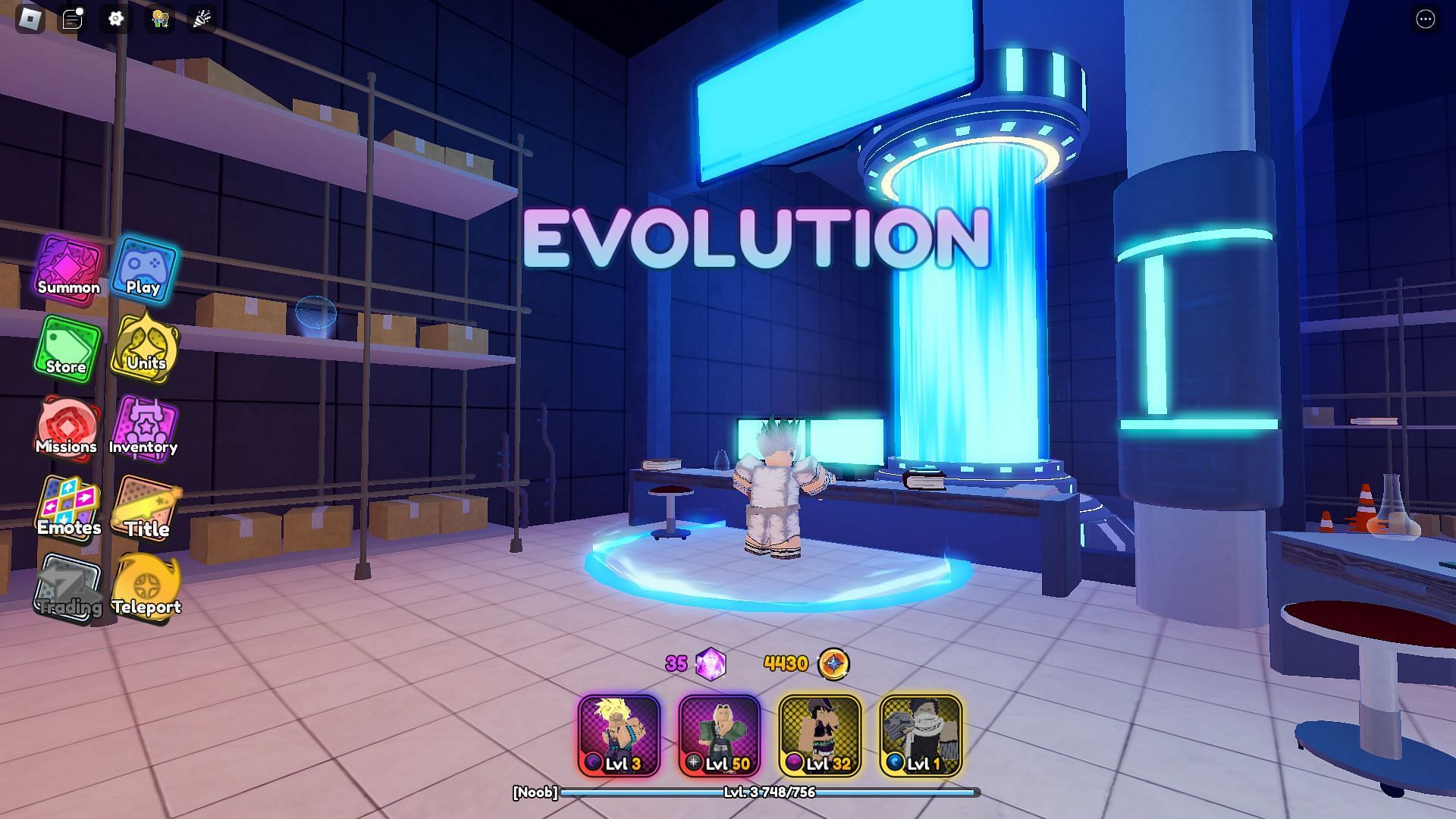 Evolution station in the Lab area (Image via Roblox)