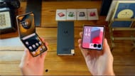 Samsung Galaxy Z Flip 5 vs Motorola Razr+ 2024: The Moto phone has a bigger 6.9-inch main display (Image via Gogi Tech/YouTube)