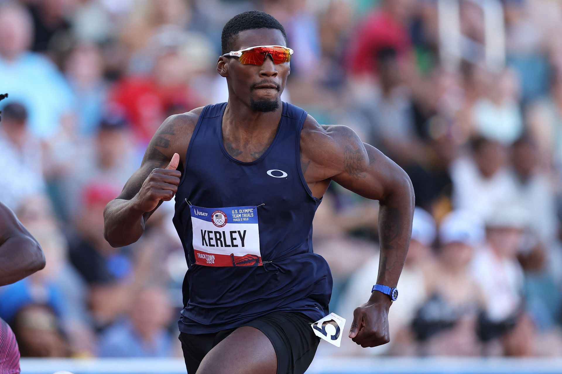 Fred Kerley at the 2024 U.S. Olympic Team Trials (Photo by Christian Petersen/Getty Images)