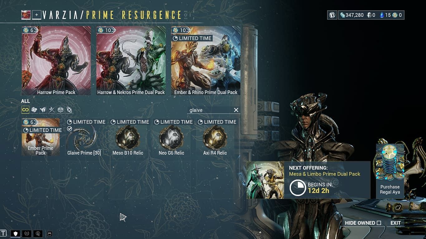 For a limited time, Glaive Prime can be obtained for free (Image via Digital Extremes)