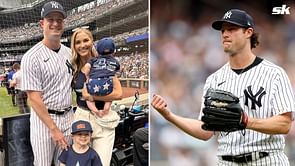 WATCH: Yankees ace Gerrit Cole gives birthday shoutout to son Caden with special on-camera message during interview post-Blue Jays victory
