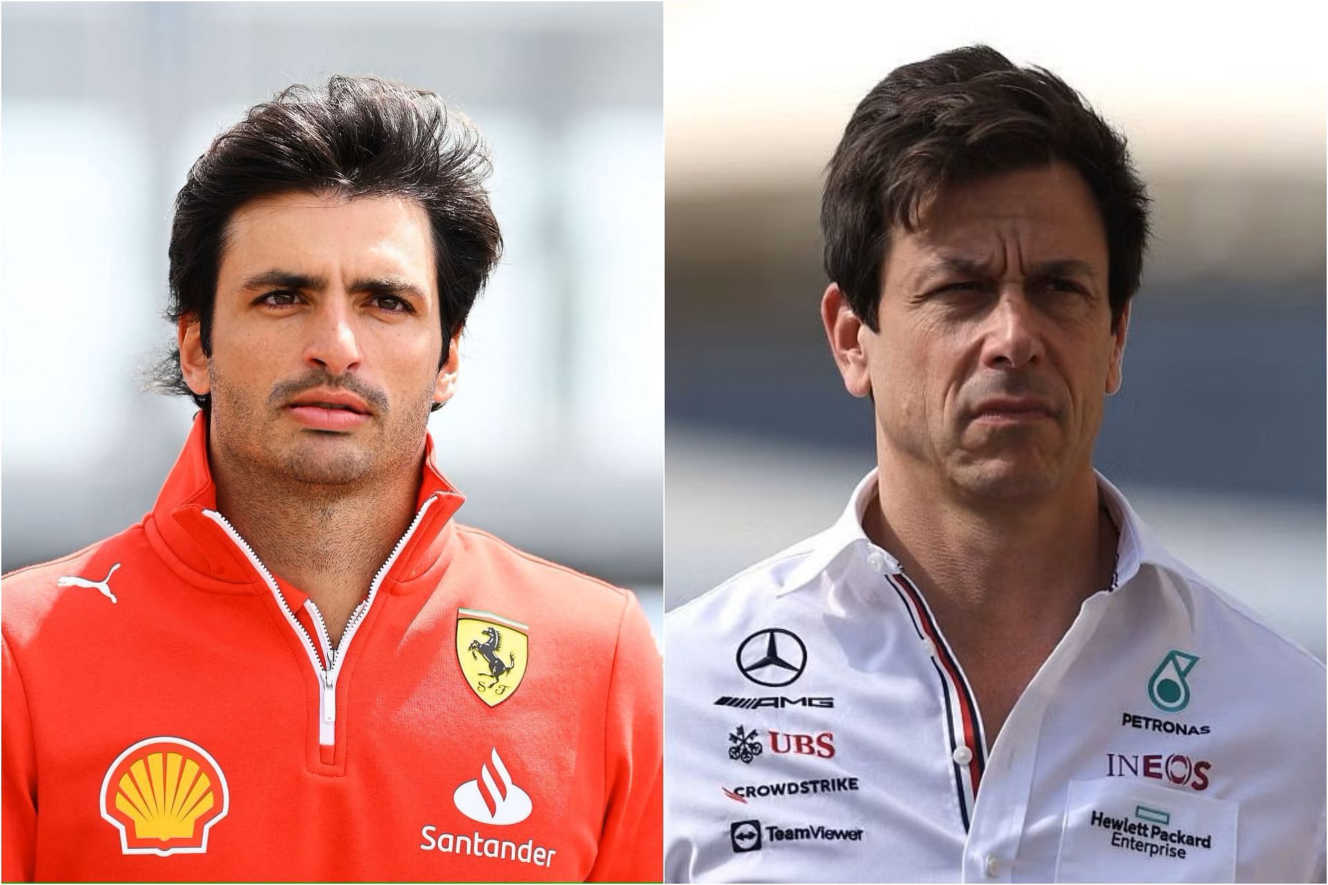 Carlos Sainz (L) and Toto Wolff (R) (Collage via Sportskeeda)