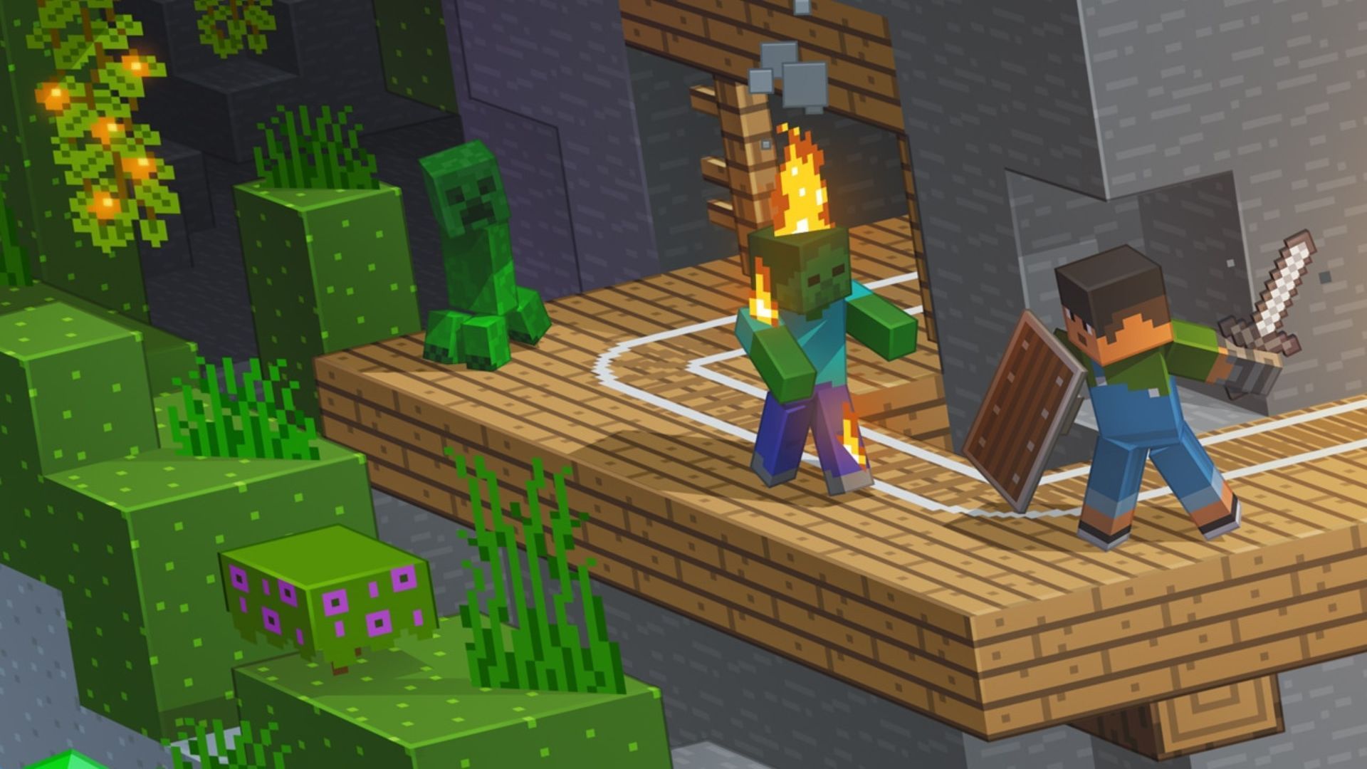 The new Minecraft artwork has more of a hand-drawn style (Image via Mojang Studios)