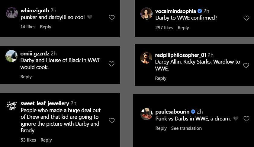 Reactions to Punk posing with Brody King and Darby Allin.