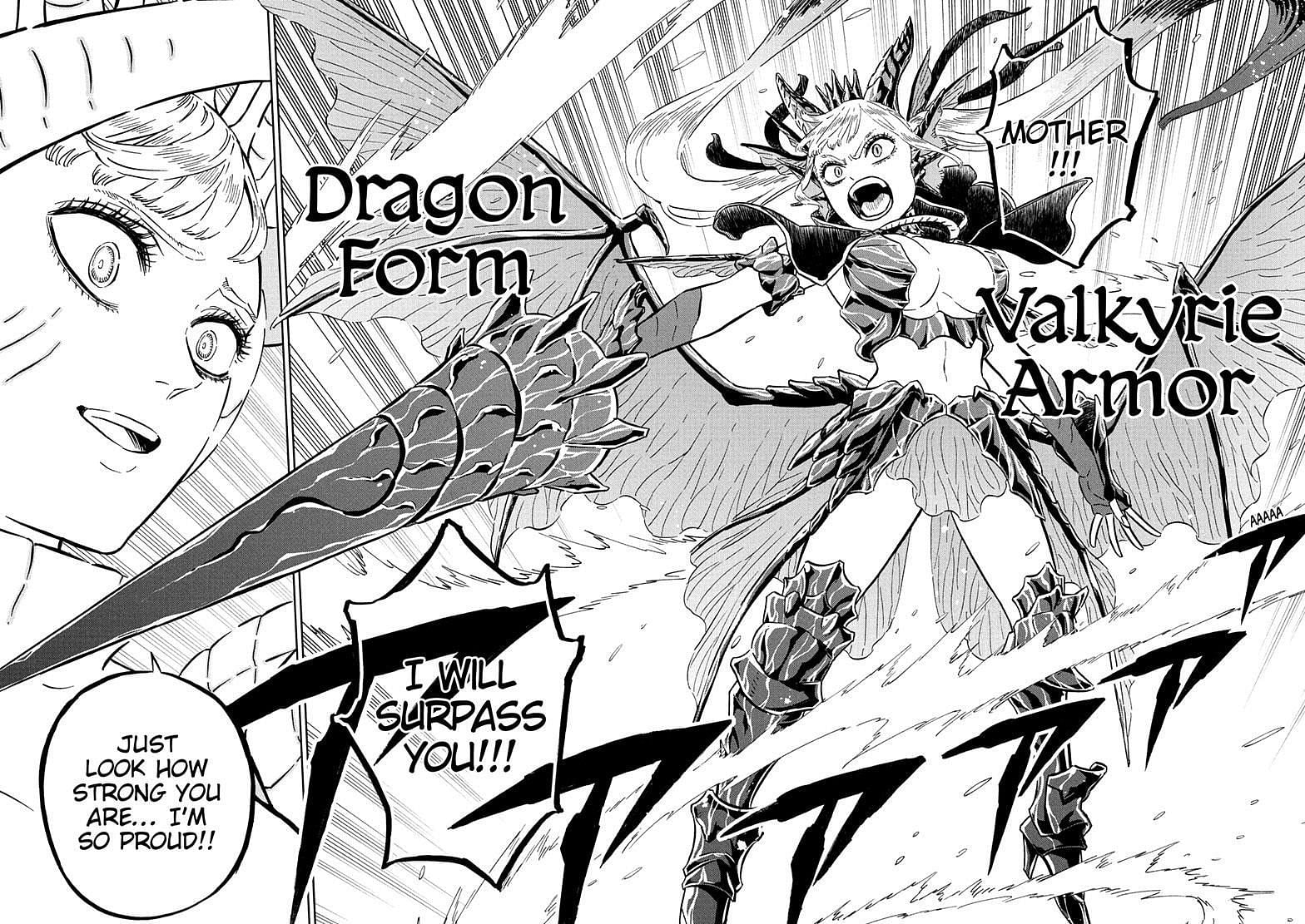 Noelle Silva activating Valkyrie Armor: Dragon Form in Black Clover manga (Image via Shueisha)