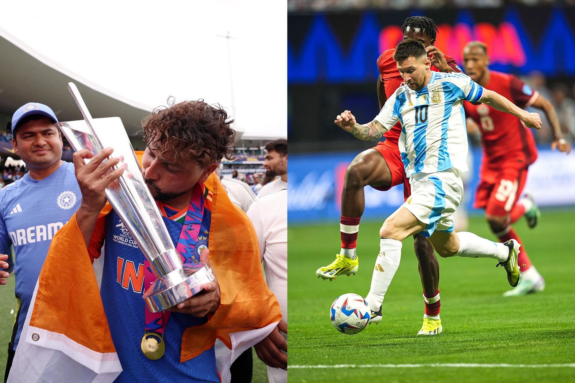 Kuldeep Yadav (L)and Lionel Messi (R) (Image via Instagram/@kuldeep_18 and @leomessi)