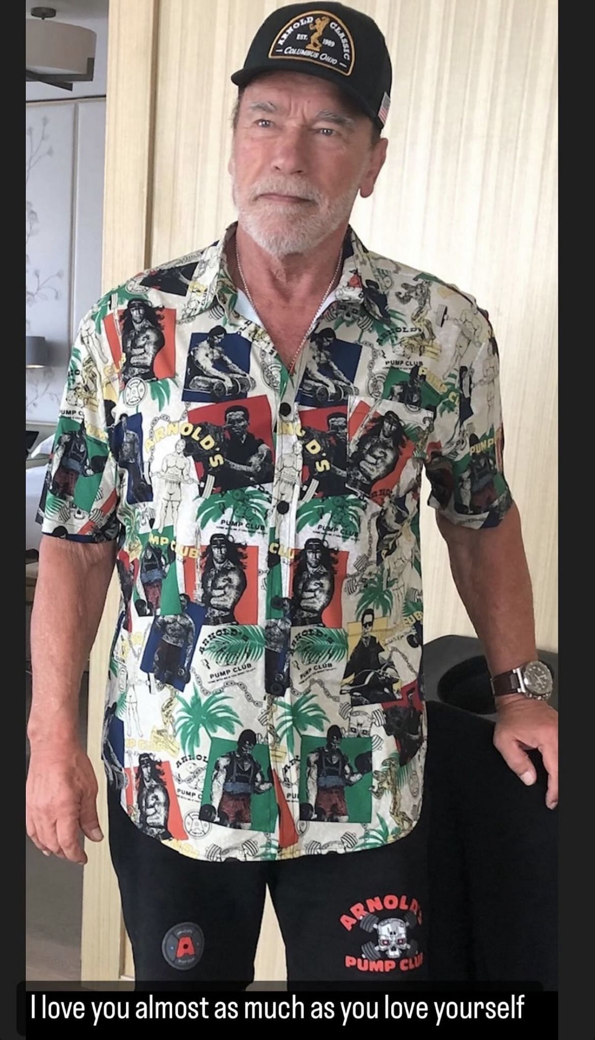 Arnold wearing a funky shirt (Image Source: Patrick’s Story)