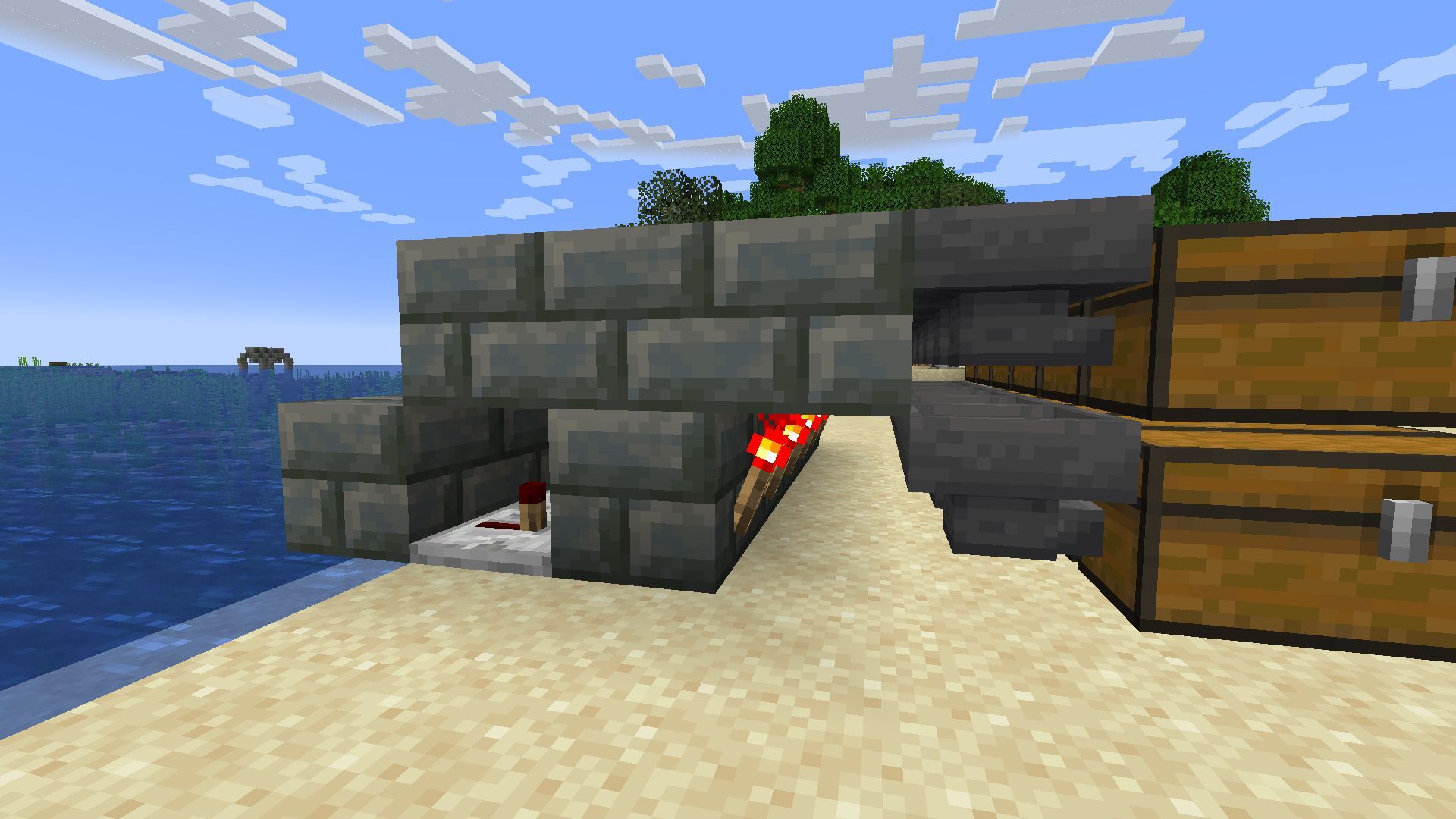 The first bits of redstone for the item sorter (Image via Mojang)