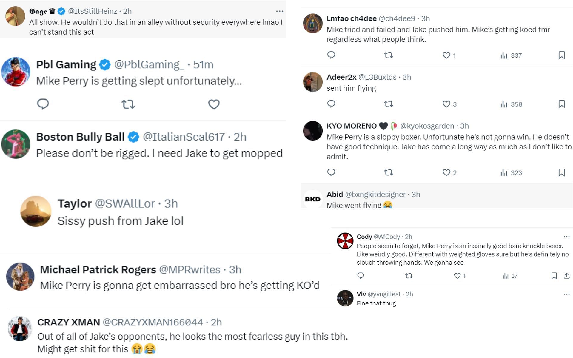 Fans react to Jake Paul vs. Mike Perry faceoff [Images courtesy: @HappyPunch on X]