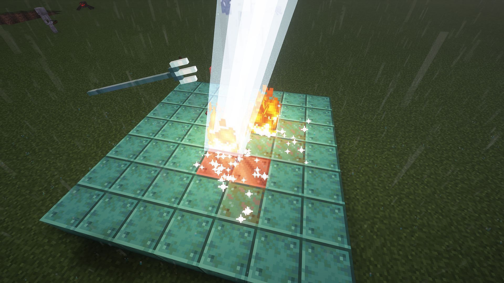 Oxidation removed with lightning (Image via Mojang)