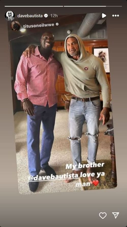 Batista with Titus O'Neil (Photo: Screengrabbed from the former's Instagram Story)