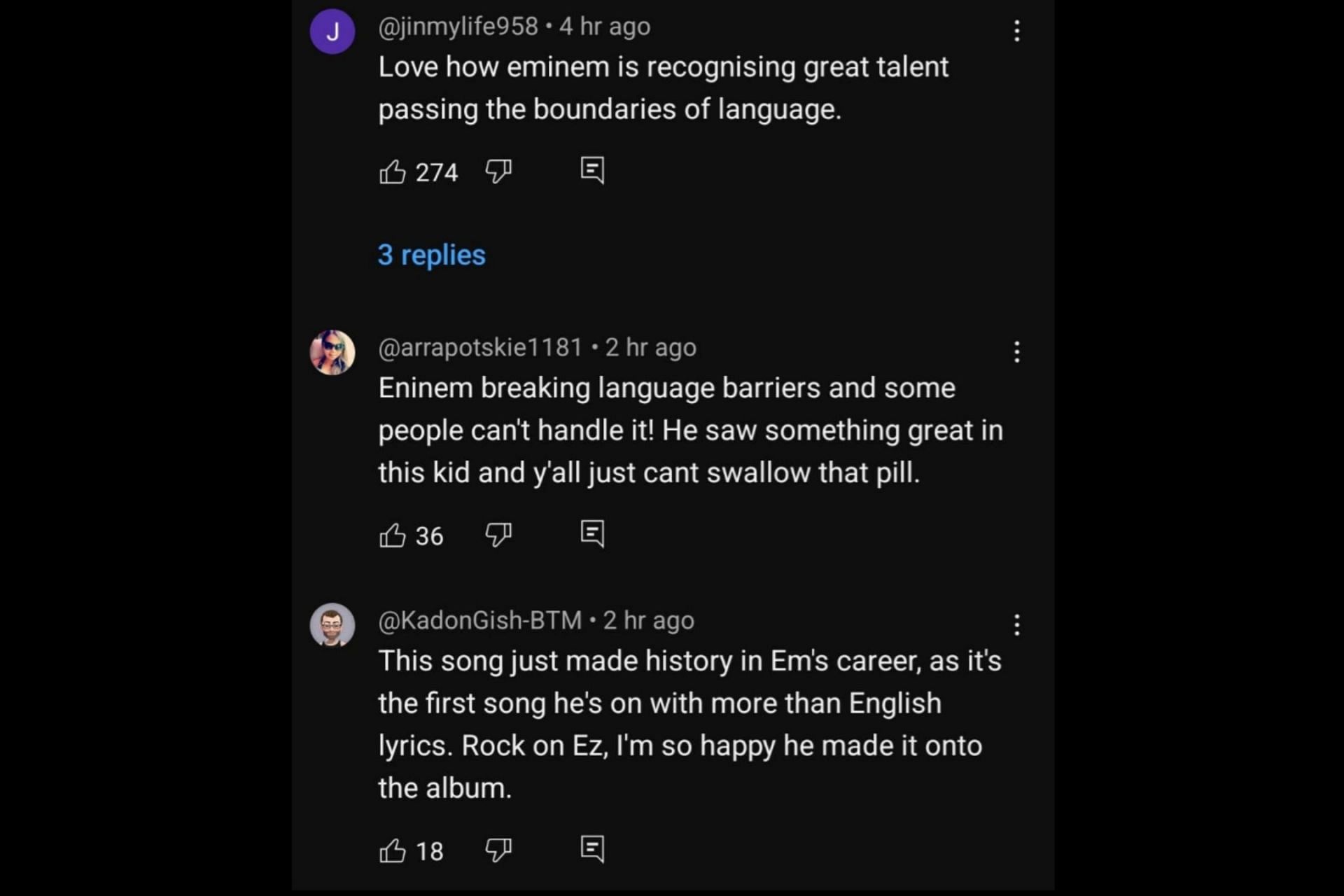 Netizen reacts to the surprise collaboration (Image via Eminem/YouTube)