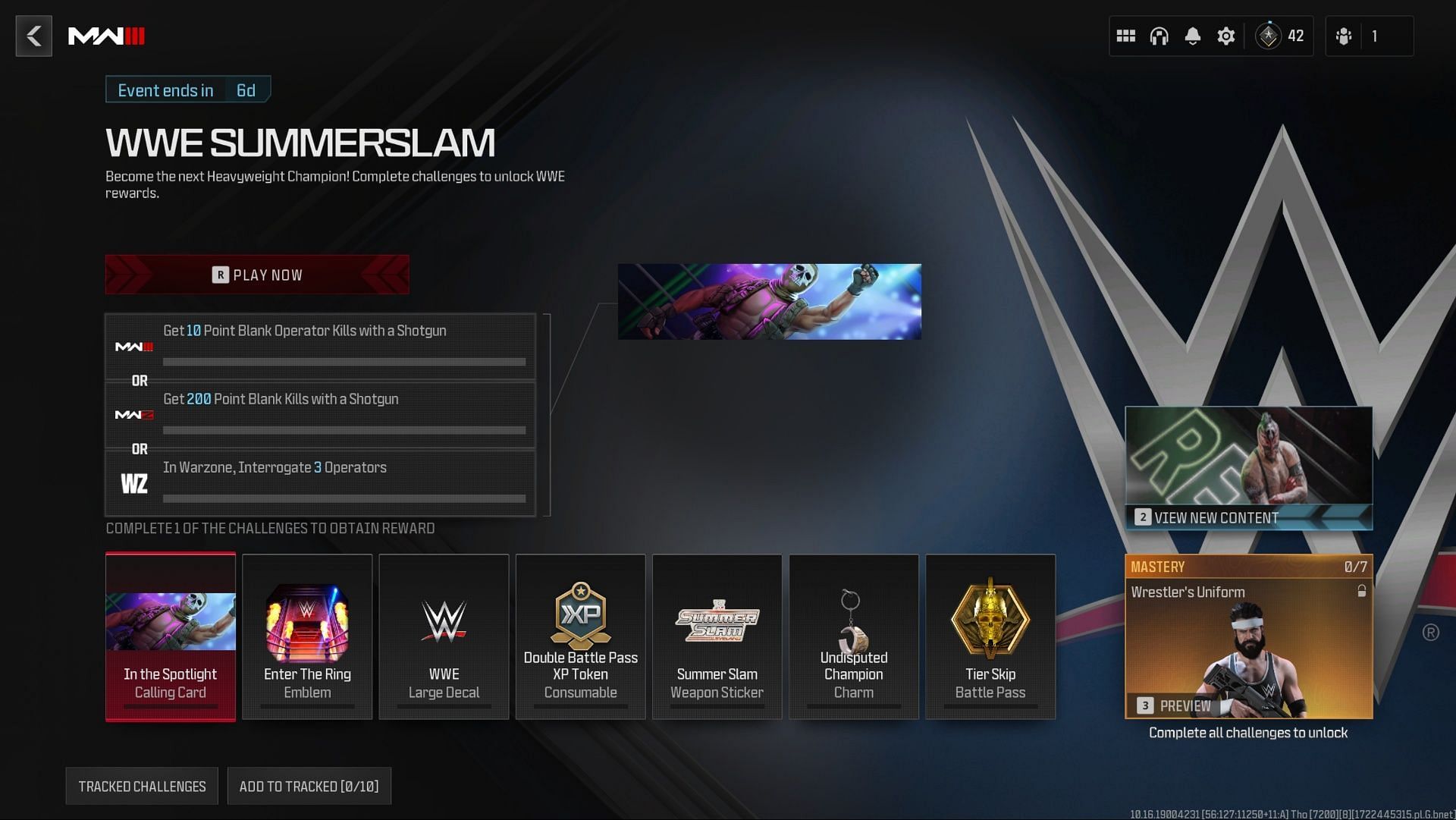 The WWE SummerSlam event rewards in MW3 and Warzone (Image via Activision)