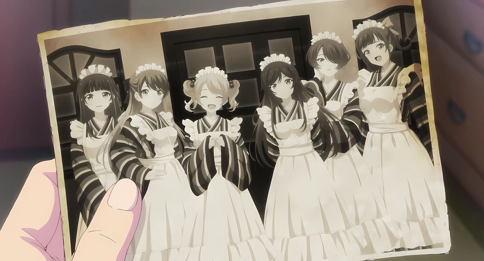 An old picture of the Caf&eacute; Familia maids&#039; grandmothers (Image via Tezuka Production)