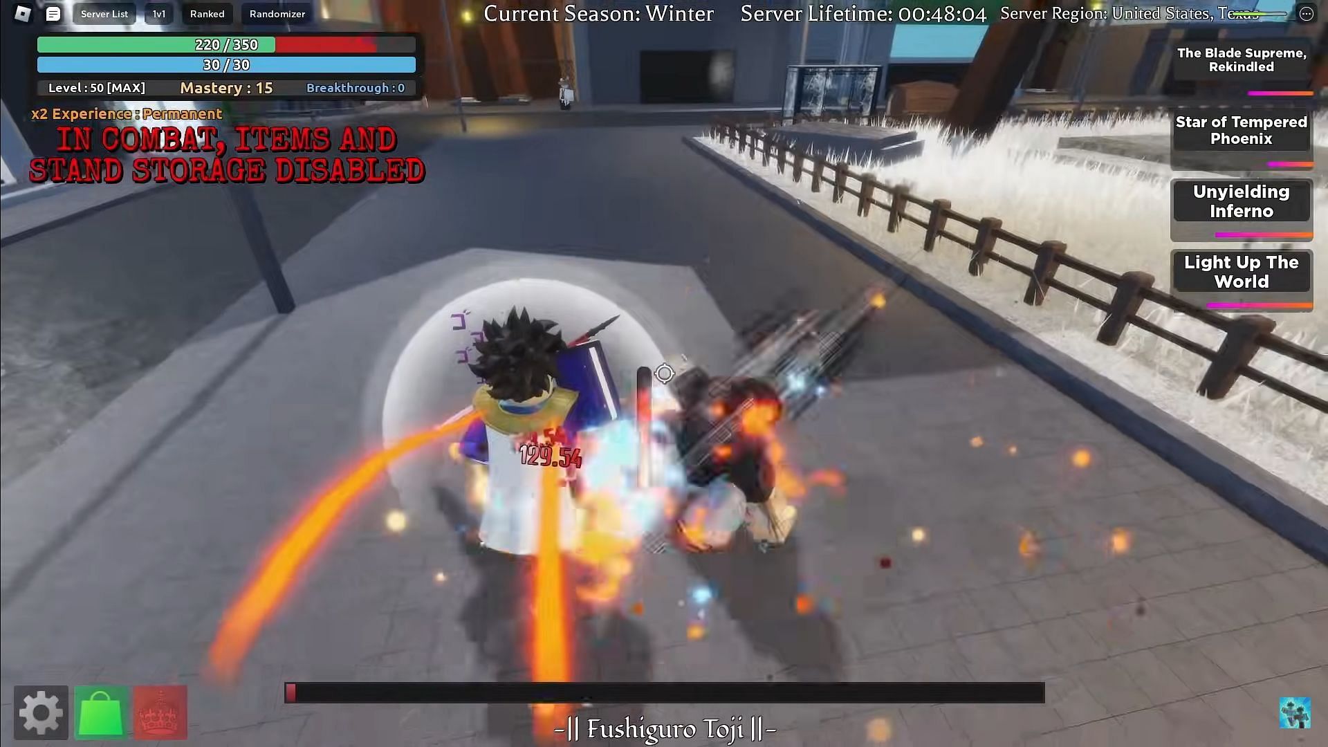 Fighting the Toji boss (Image via Roblox || HW5567 on YouTube)