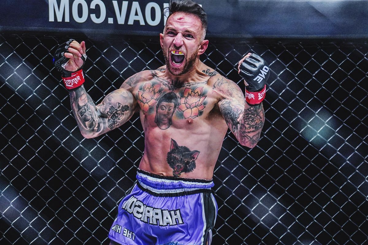 WATCH: British superstar Liam Harrison rises from the brink of defeat in miraculous knockout of Muangthai -- Photo by ONE Championship