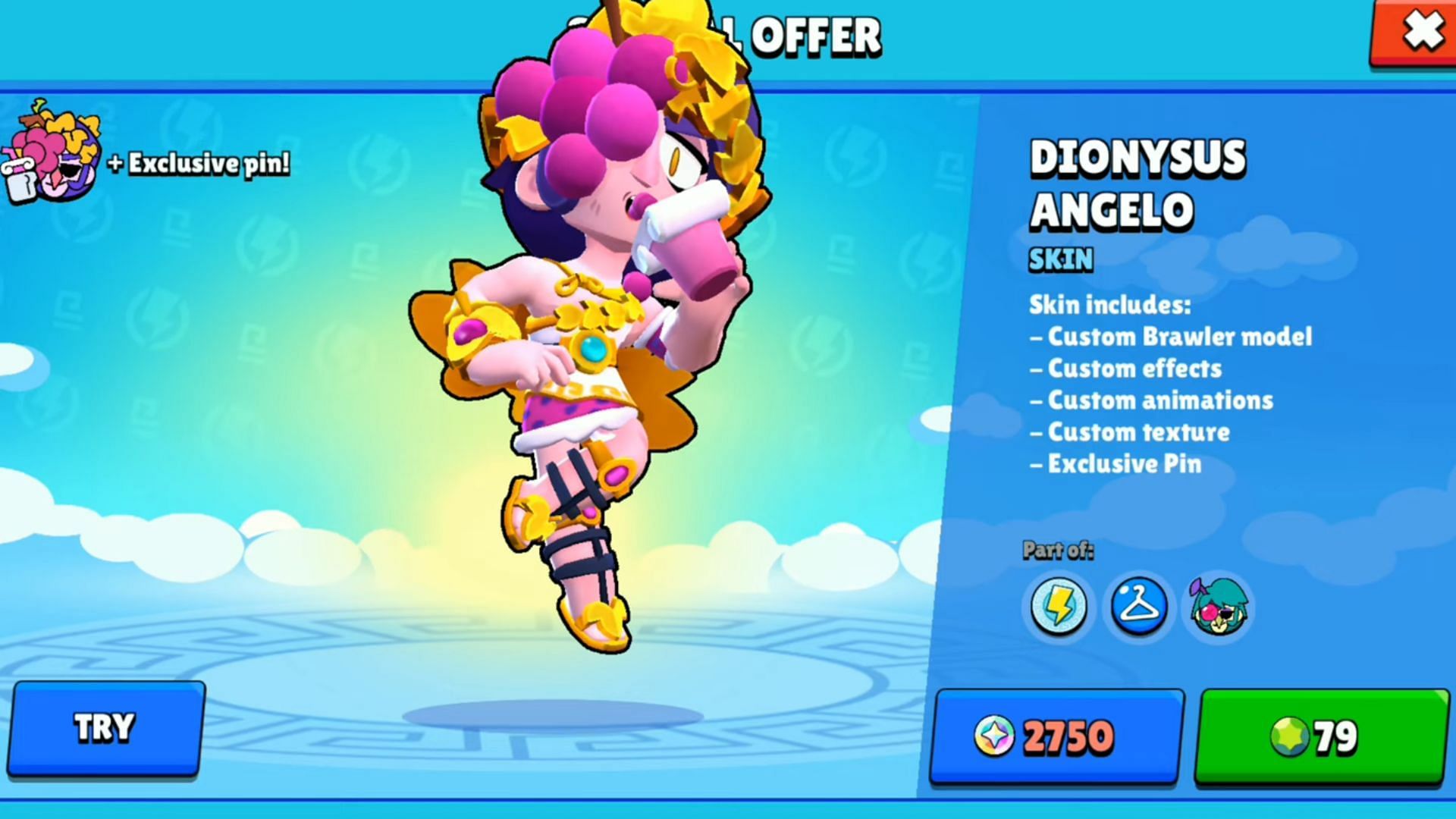 The required cost of the skin (Image via Supercell and Leothin - Brawl Stars/YouTube)