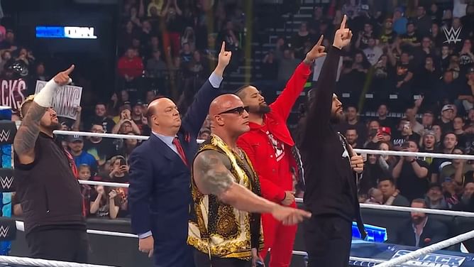 Female WWE star does The Bloodline's finger pose on live TV