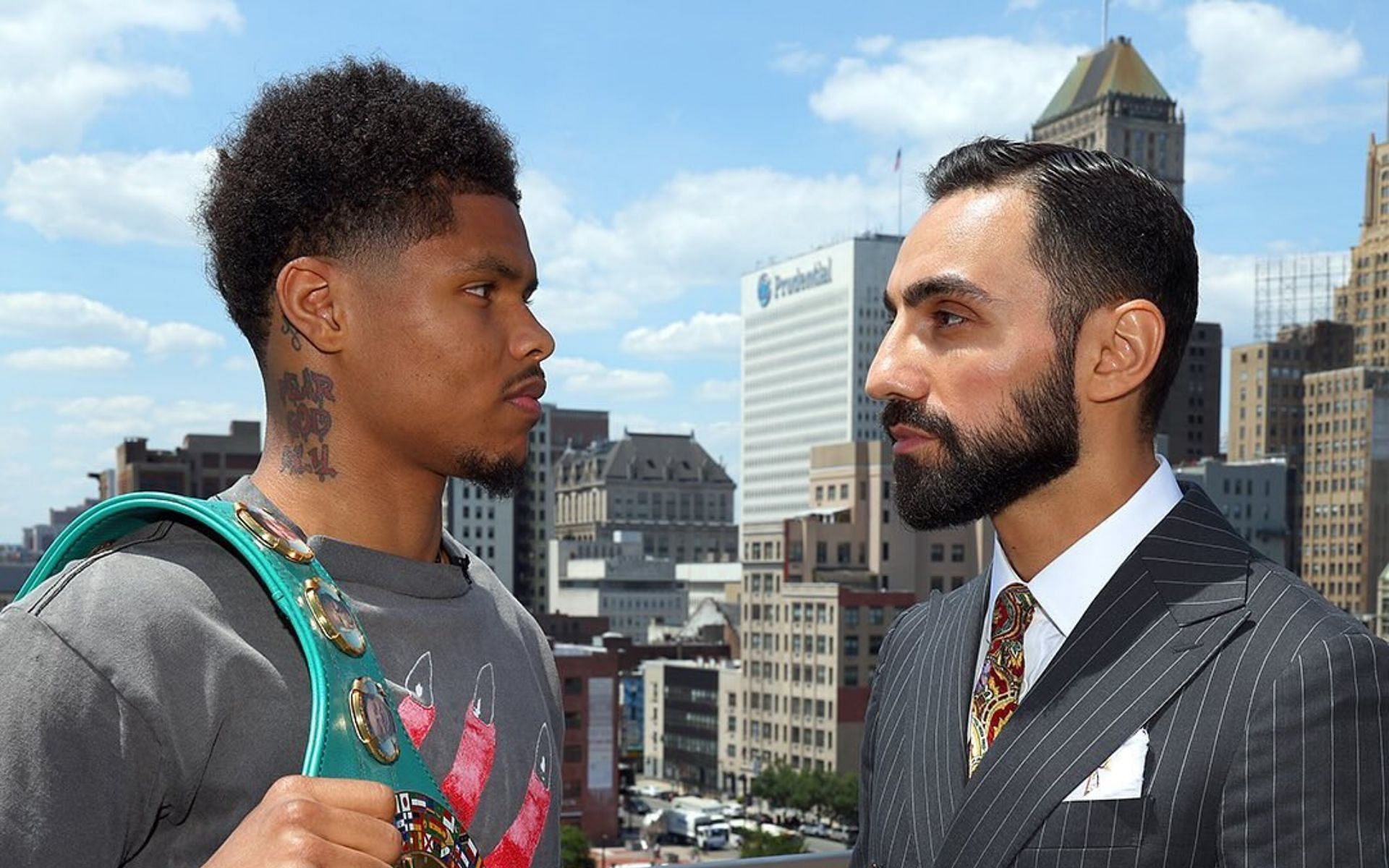 Shakur Stevenson (left) will defend his lightweight title against Artem Harutyunyan (right) in Newark. [Image courtesy @toprank on Instagram]