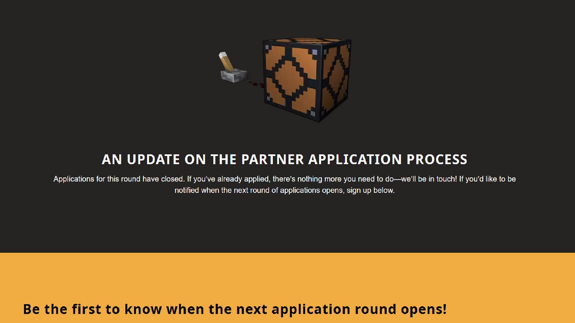 The Creator Program isn&#039;t always open to applications (Image via Mojang)