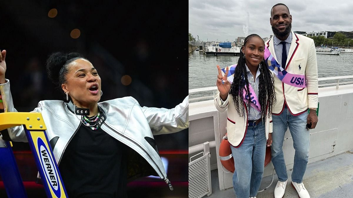 Dawn Staley cheers on Coco Gauff and LeBron James (Image Credits: IMAGN, X/@usabasketball)