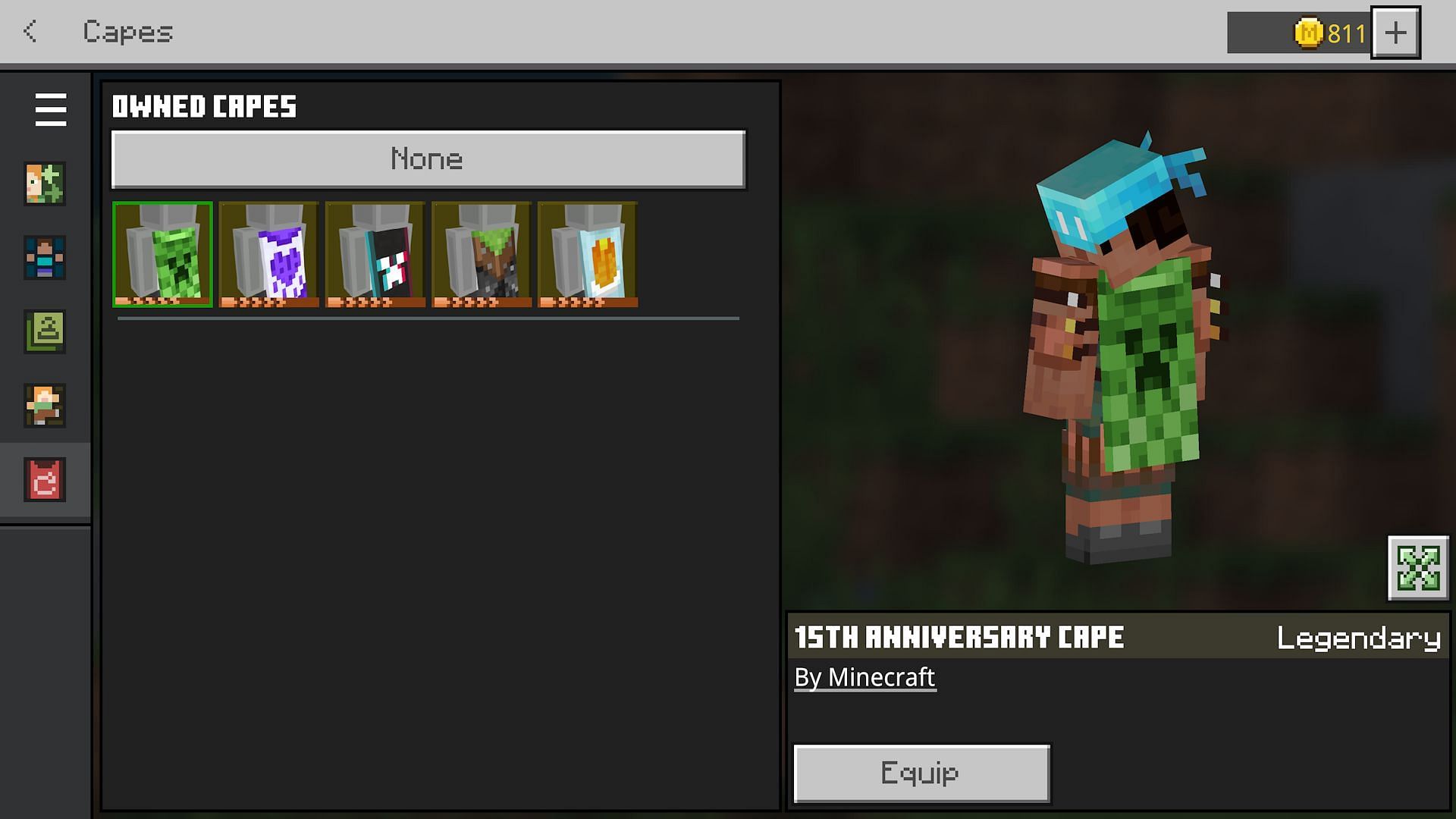 The name &quot;creepy cape&quot; comes from the creeper face found on the accessory (Image via Mojang)