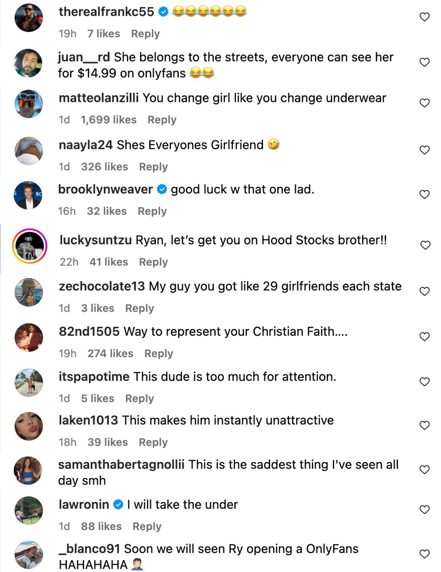 Fans criticize Ryan Garcia&#039;s newest relationship. [via @kingryan on Instagram]