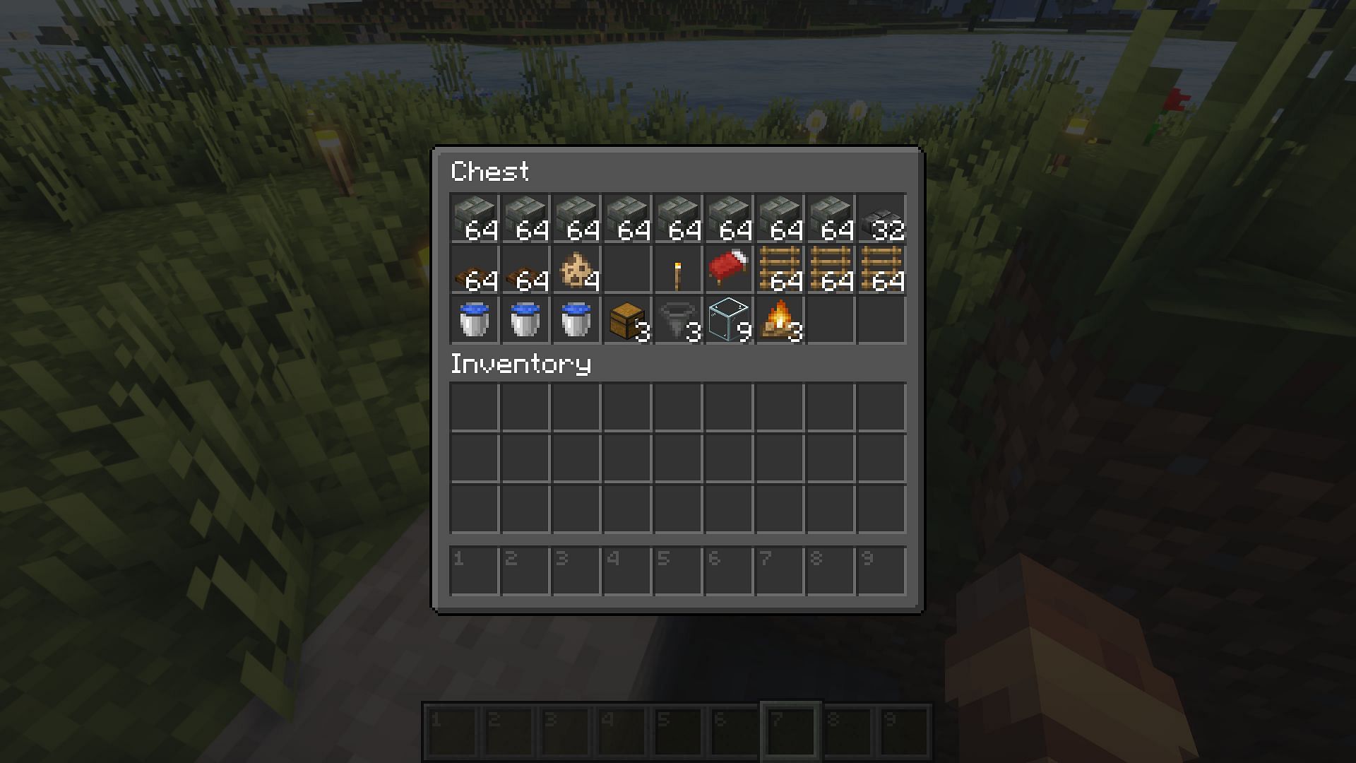 The materials needed for a creeper farm (Image via Mojang)