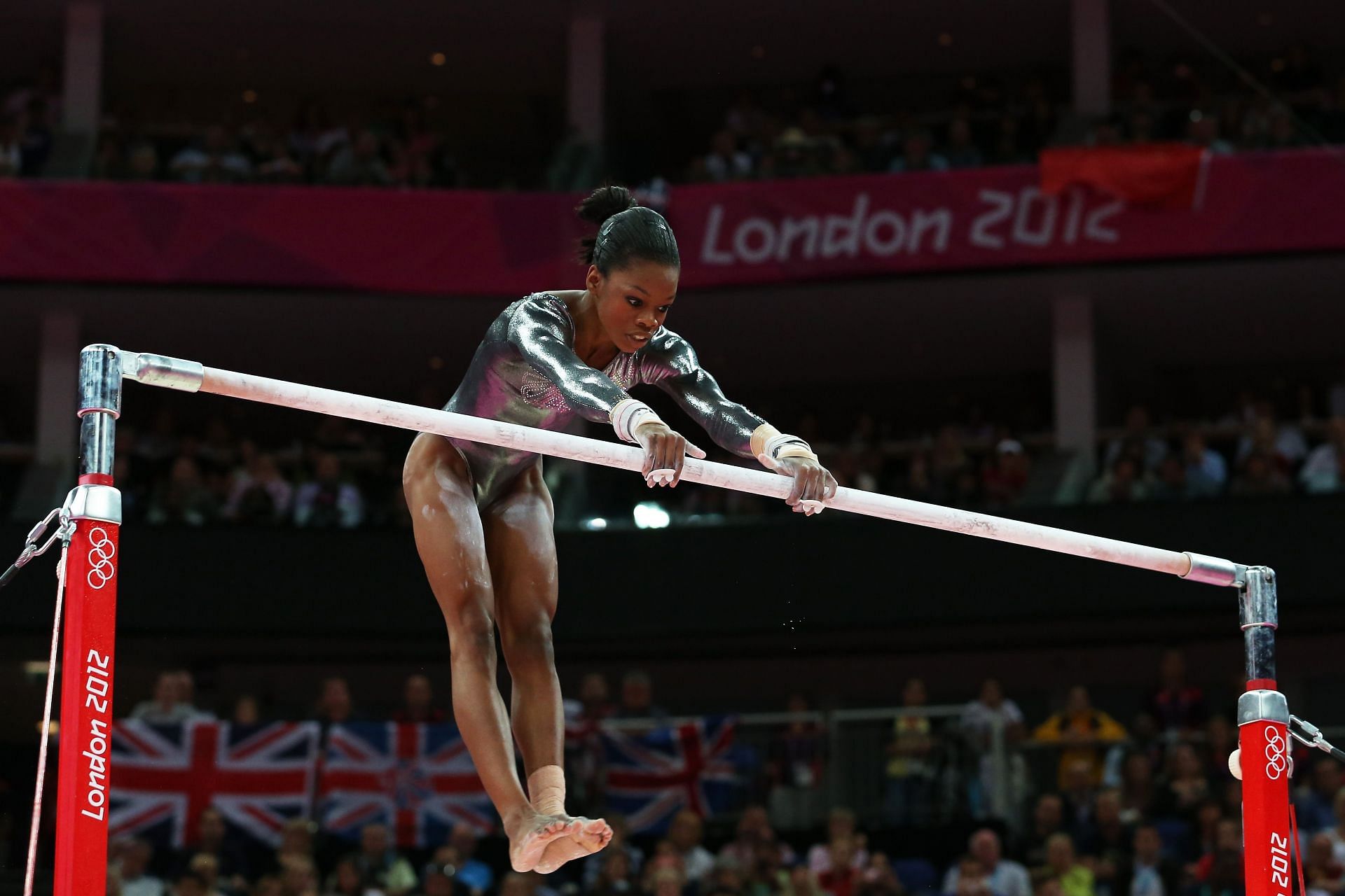 Gabby Douglas performing at the London Olympics [Image Source: Getty]