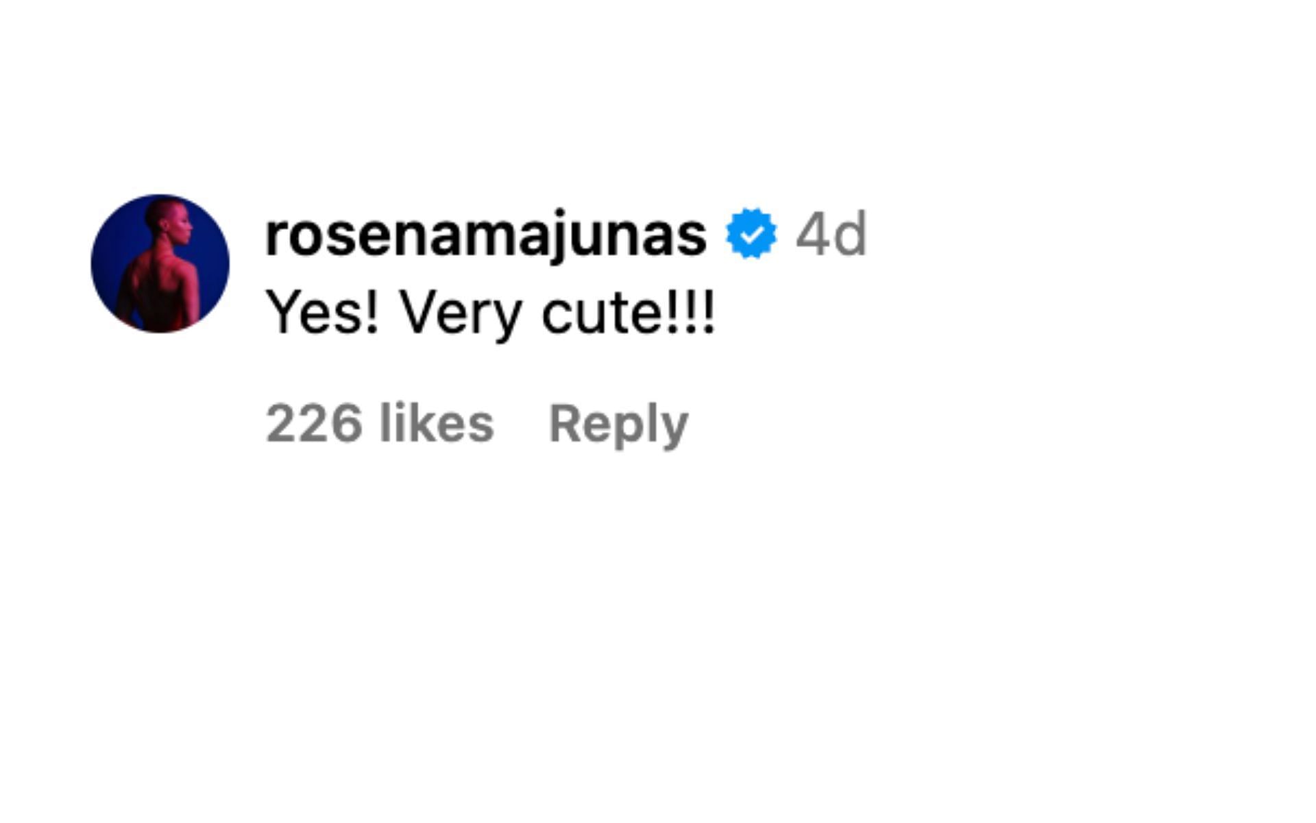 Rose Namajunas' comment on Tracy Cortez's recent post.