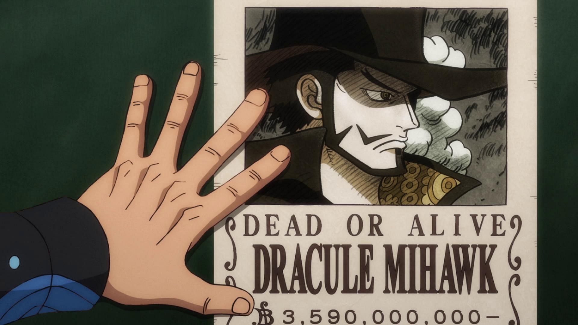 Dracule Mihawk&#039;s wanted poster (Image via Toei Animation)