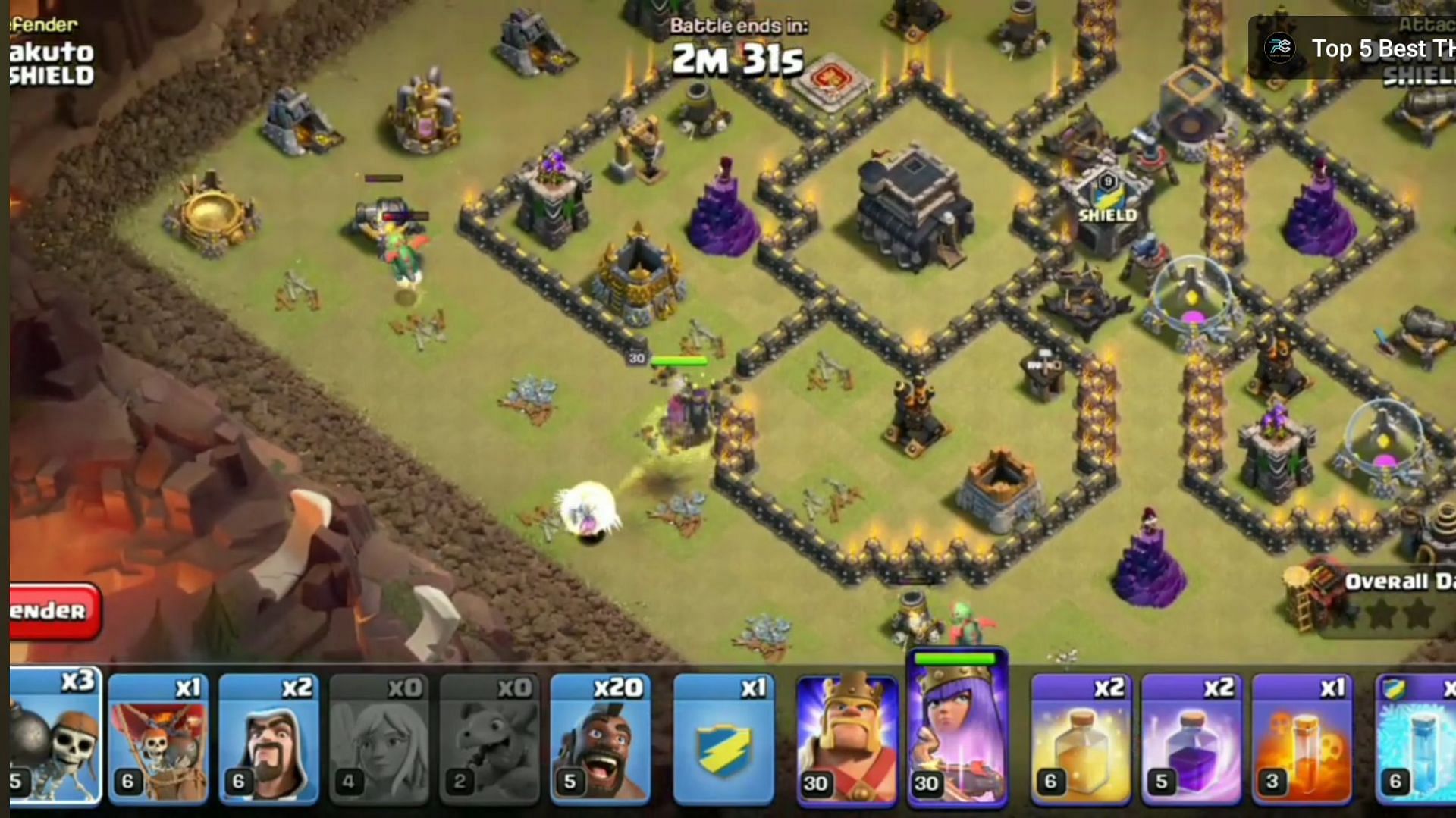 Use Queen Walk strategy to create funnel for remaining troops (Image via SuperCell)