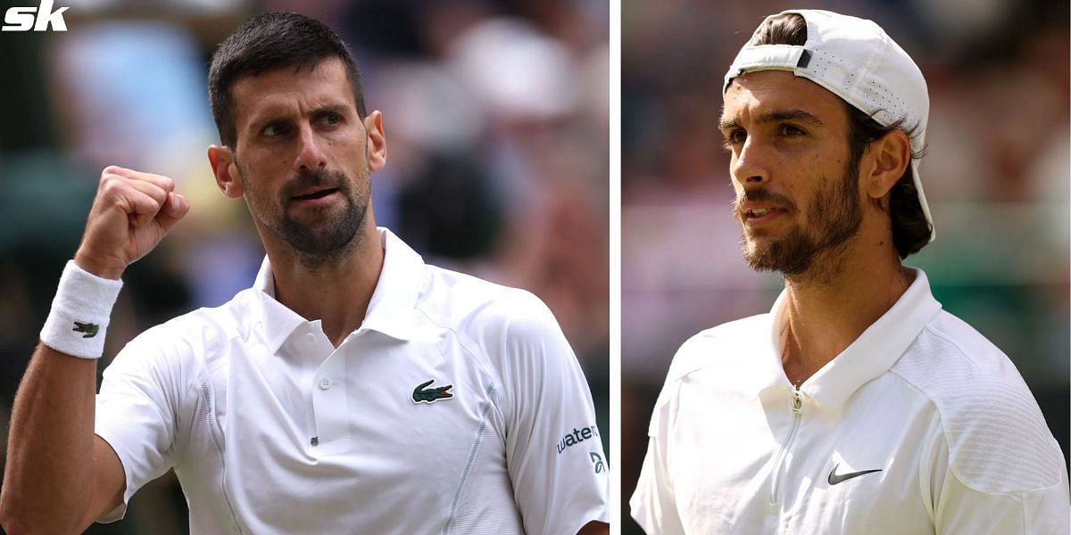 Novak Djokovic (L) and Lorenzo Musetti (R) (Source: Getty)