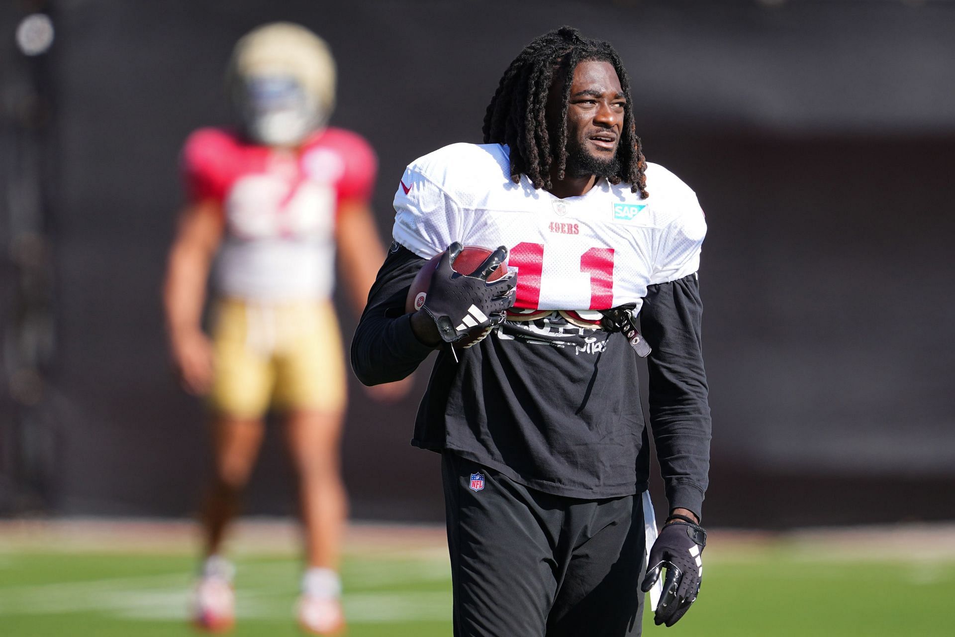 Brandon Aiyuk during Super Bowl LVIII: San Francisco 49ers Practice (Source: Getty)