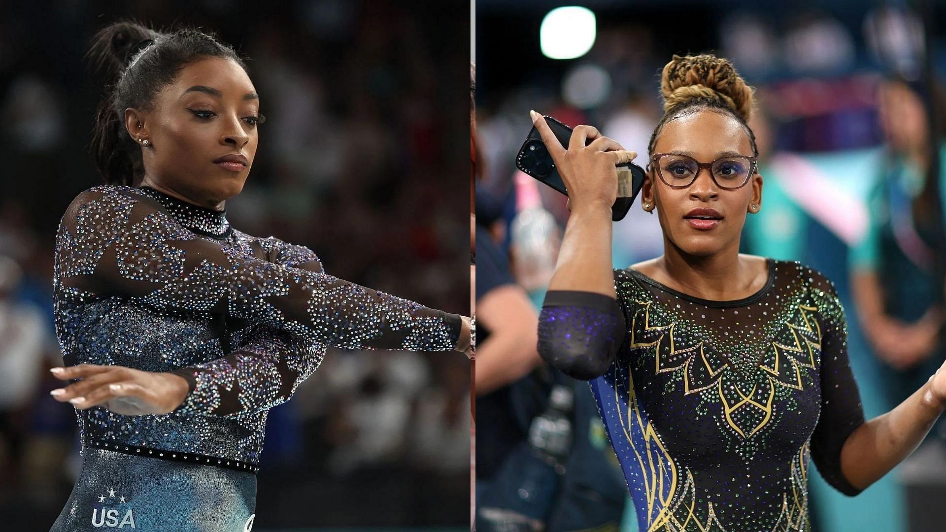 Simone Biles (L) and Rebeca Andrade (R) (Source- Getty Images) 