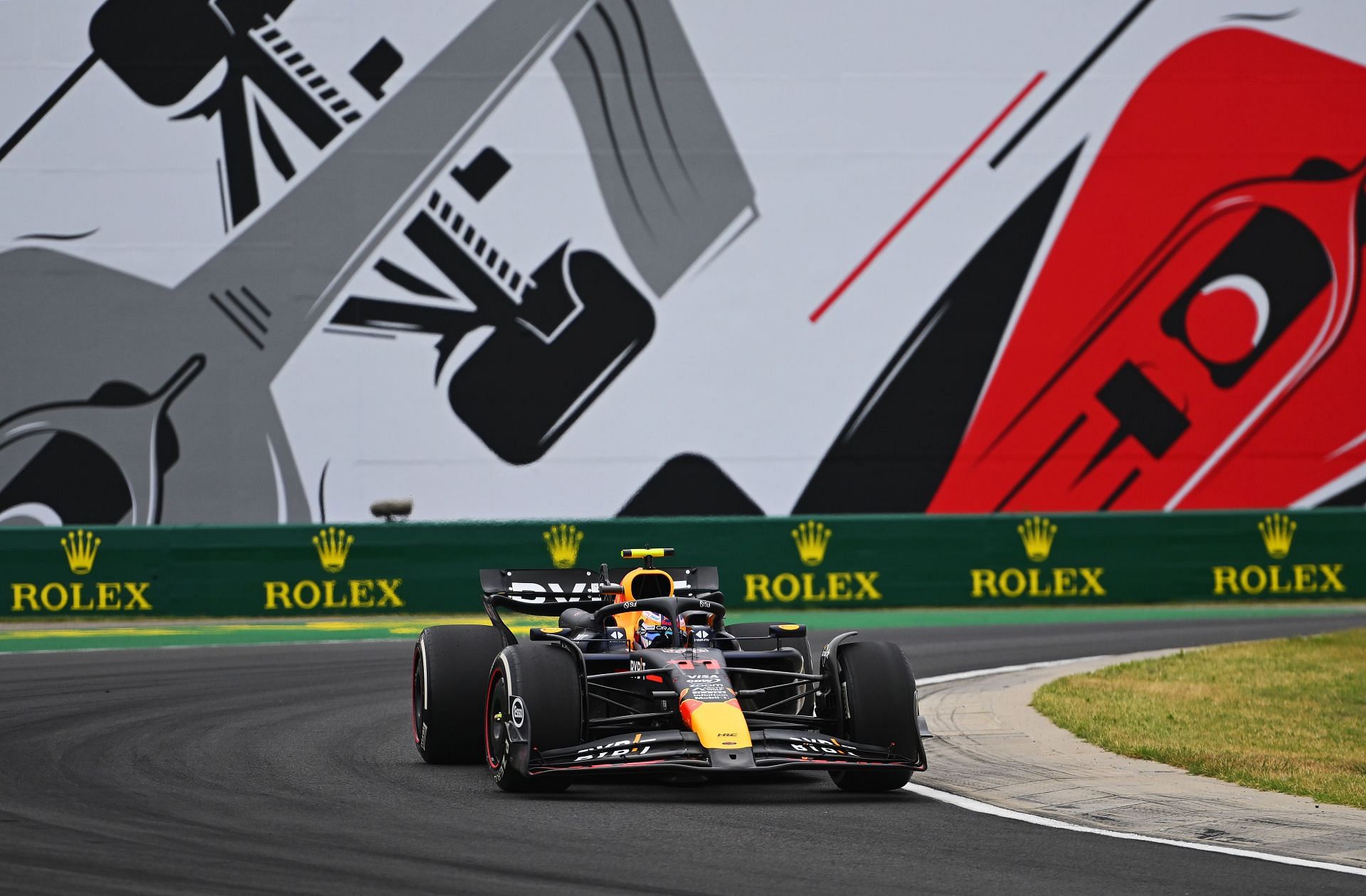 Sergio Perez of Mexico driving the (11) Oracle Red Bull Racing RB20 on track during final practice ahead of the F1 Grand Prix of Hungary at Hungaroring on July 20, 2024 in Budapest, Hungary. (Photo by Rudy Carezzevoli/Getty Images)