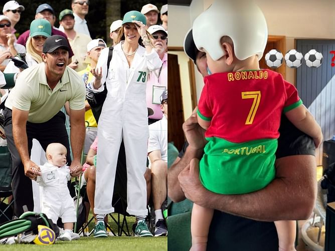 Brooks Koepka and wife Jena Sims’ love for Cristiano Ronaldo goes down to their kid as he poses in an adorable jersey
