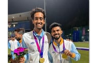 Ravisrinivasan Sai Kishore after winning the Asian Games Gold Medal with Indian captain Ruturaj Gaikwad (Image Credits: Ravisrinivasan Sai Kishore's Instagram)