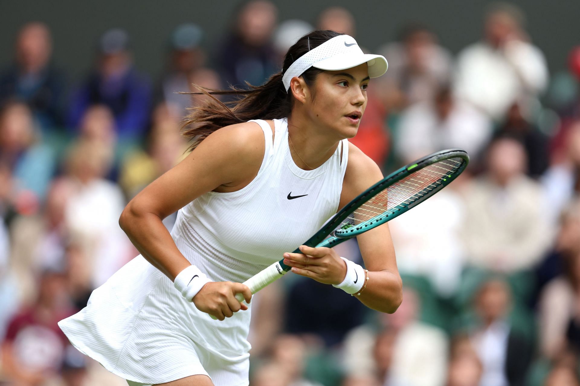 Emma Raducanu in action at the 2024 Wimbledon Championships