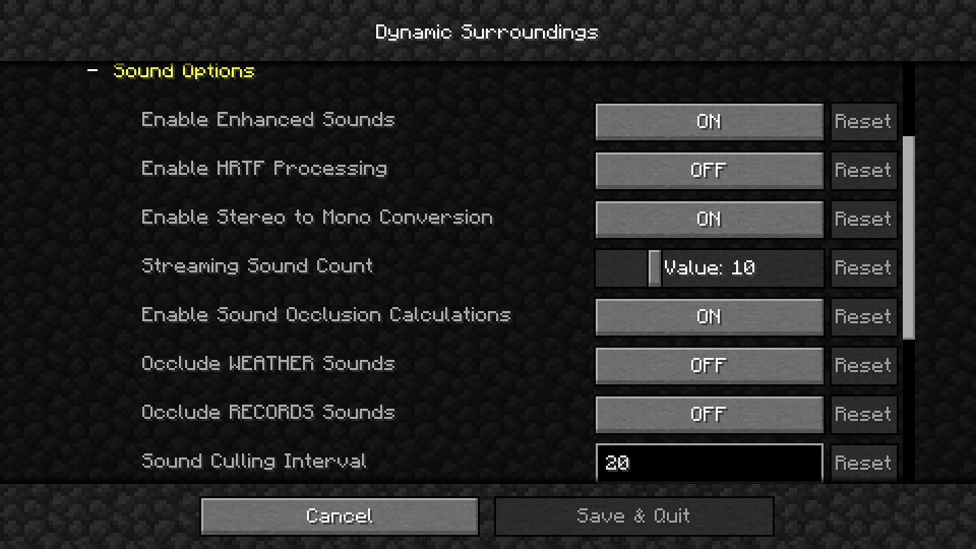 The in-game config menu is also accessible with the Cloth Config API installed (Image via Mojang)