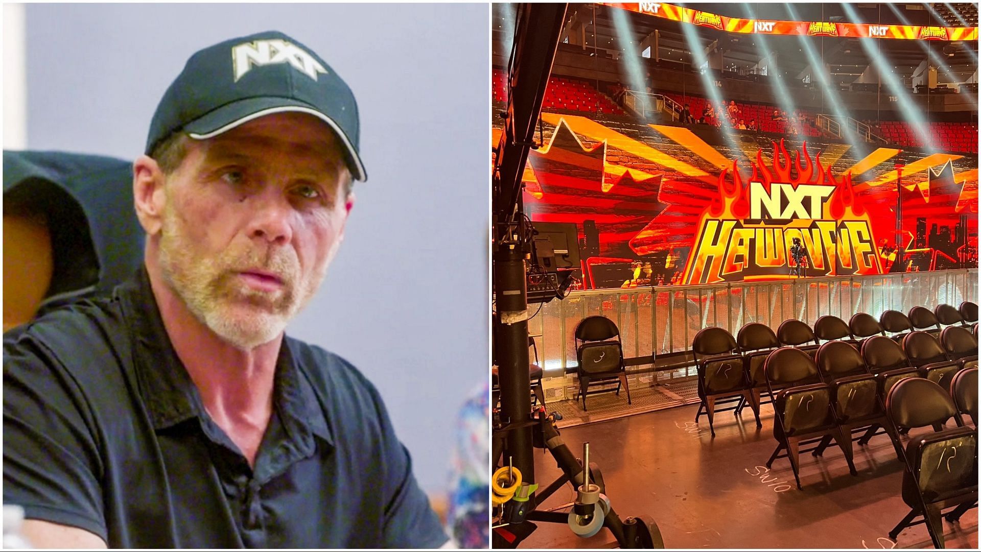 WWE NXT boss Shawn Michaels at a meeting, the stage for NXT Heatwave