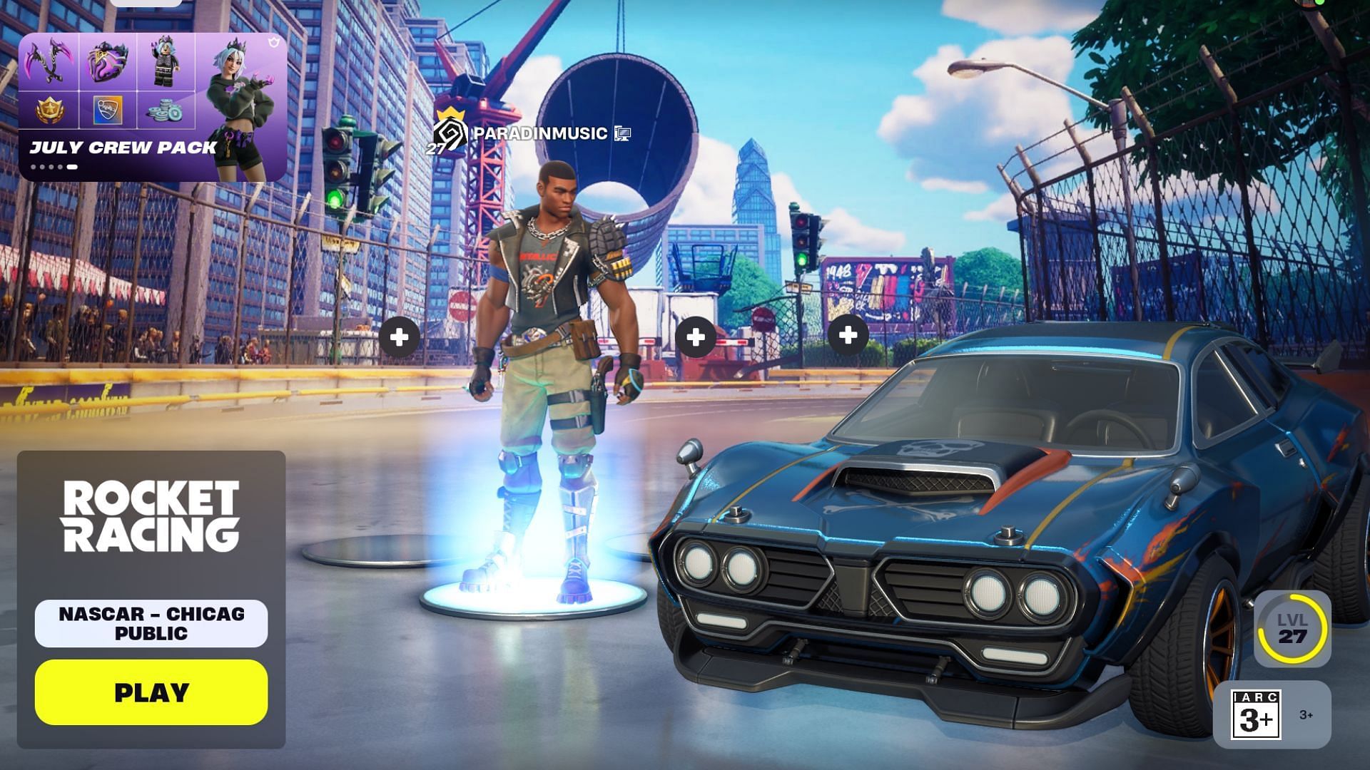 The NASCAR Chicago Street Race map lobby (Image via Epic Games)