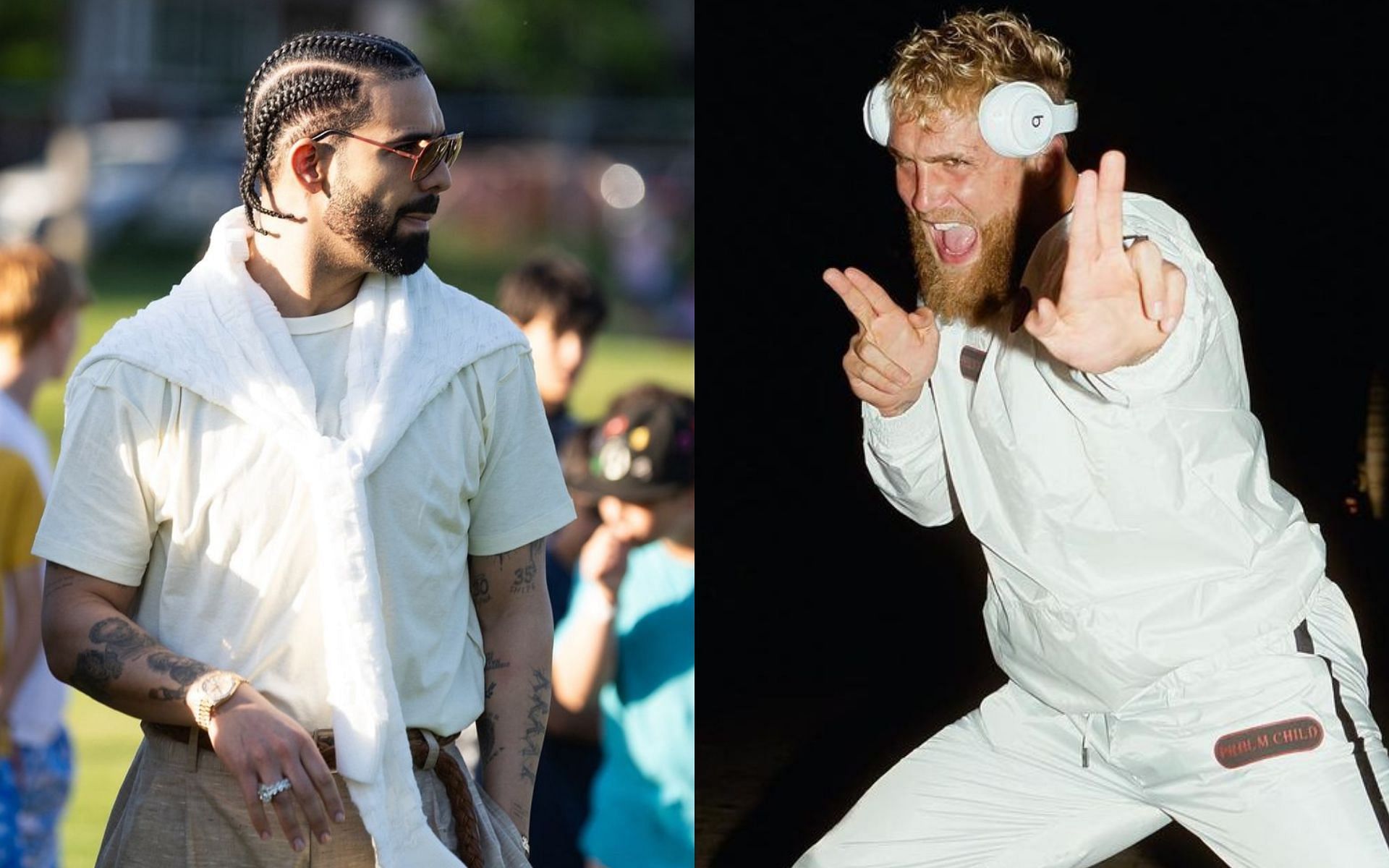 Drake (left) and Jake Paul (right) snapped during Fourth of July festivities. [Images courtesy @champagnepapi and @jakepaul on Instagram]