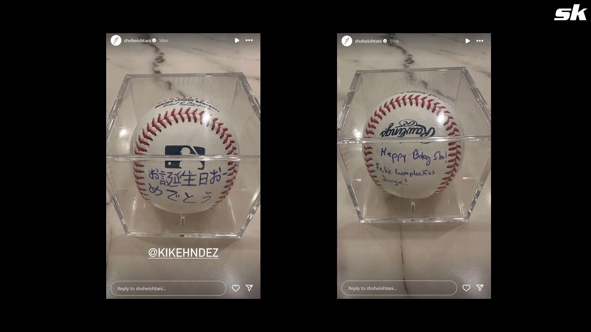 Screenshot from Shohei Ohtani&#039;s story on Instagram