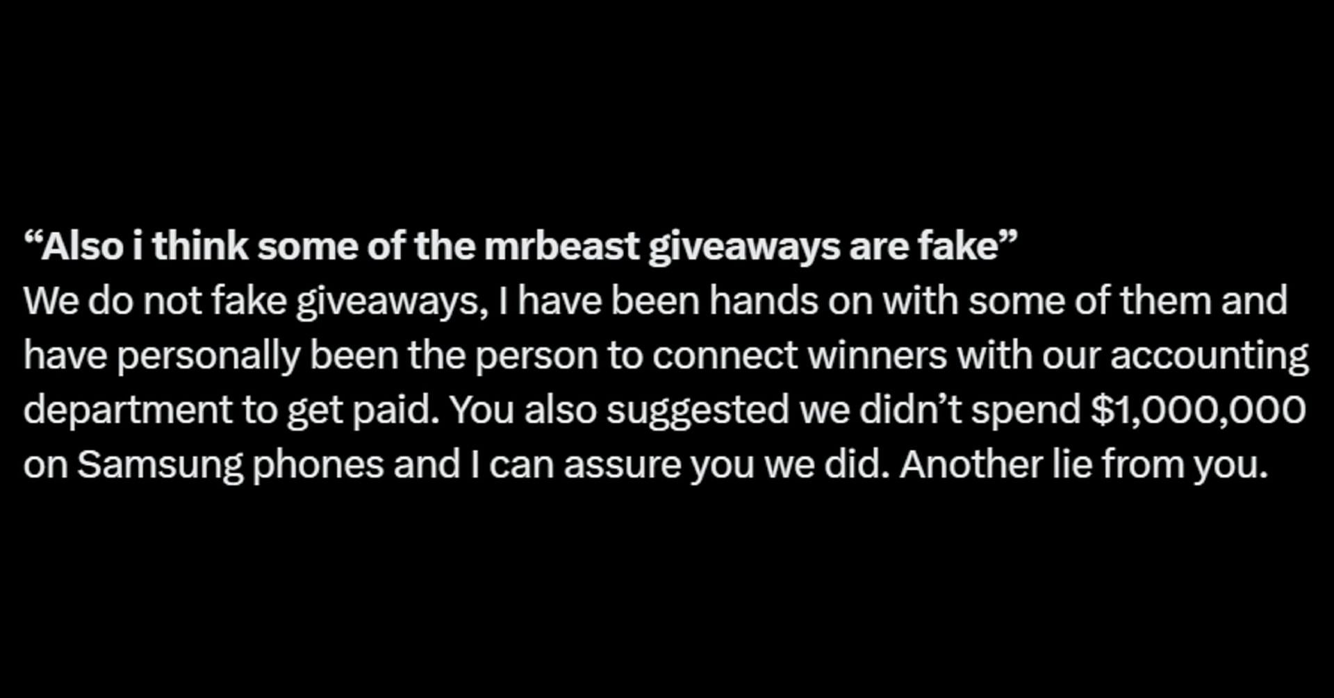 Chucky&#039;s statement regarding the giveaways (Image via X)