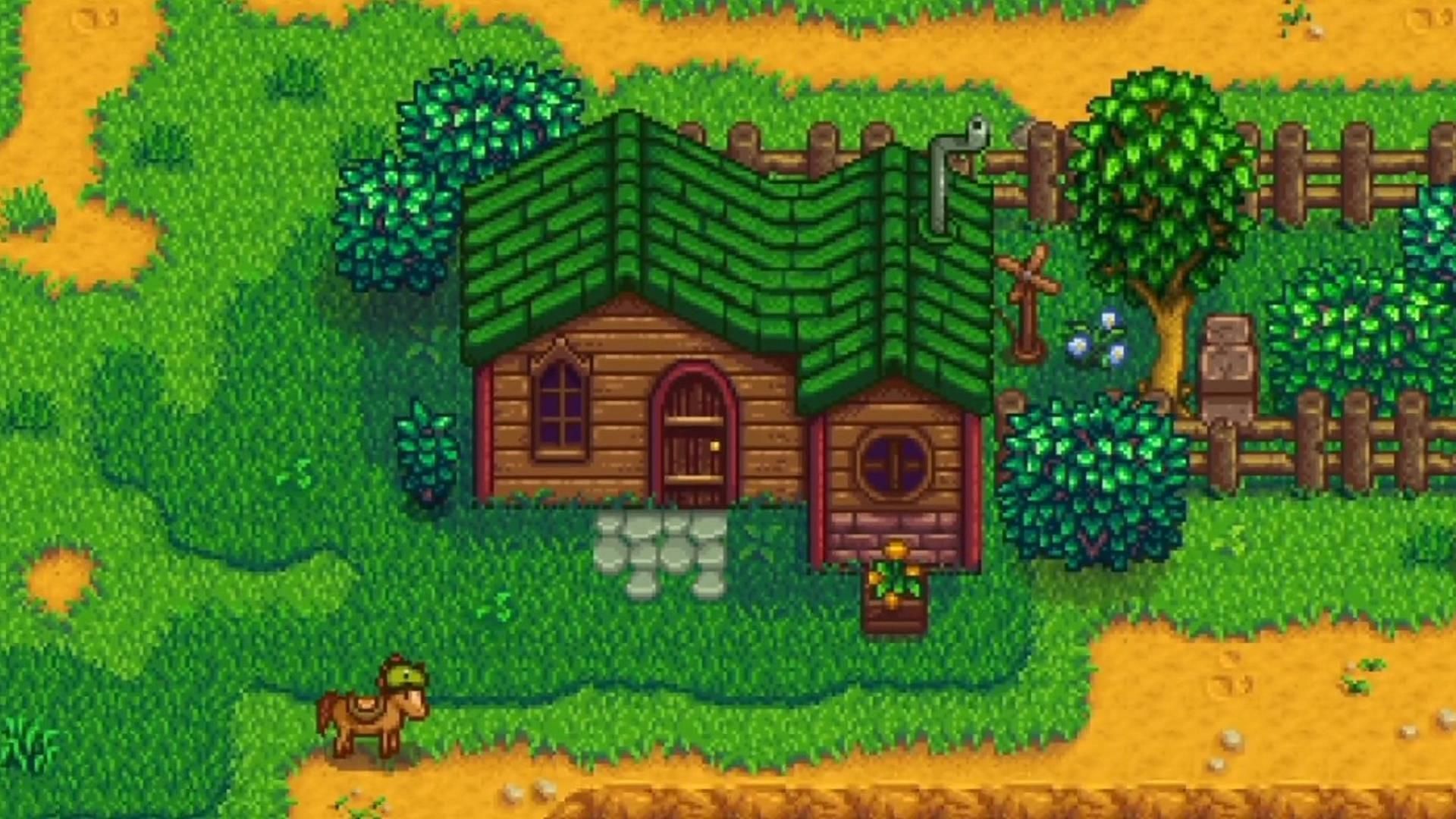 Leah lives in a cabin in Cindersap Forest (Image via ConcernedApe)