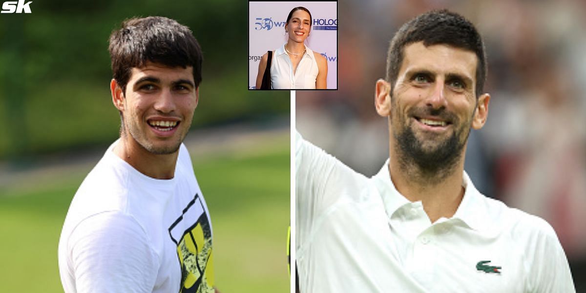 Carlos Alcaraz (L), Novak Djokovic (R) &amp; Andrea Petkovic (inset) [Image Source: Getty Images]