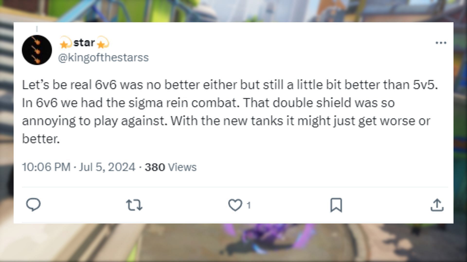 One user providing honest opinions about the flaws of 6v6 mode in Overwatch 2 (Image via X)