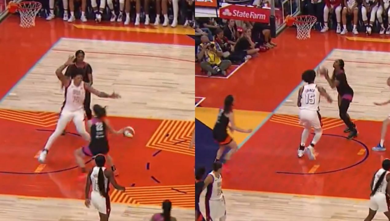 Caitlin Clark and Angel Reese linked up for a basket in the 2024 WNBA All-Star game. (Credit: Chicago Sky/X)